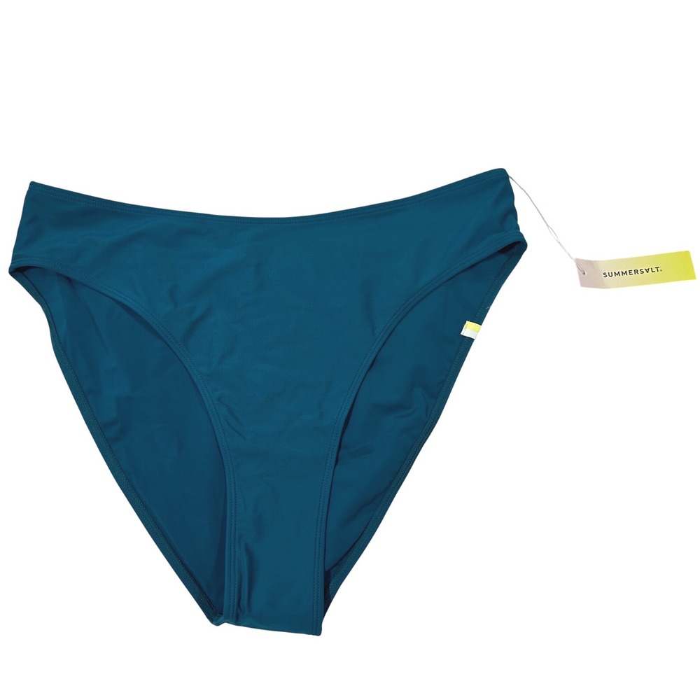 Summersalt The High Leg Mid Rise Bikini Bottom Sea Urchin Teal Blue Size 12 NWT
